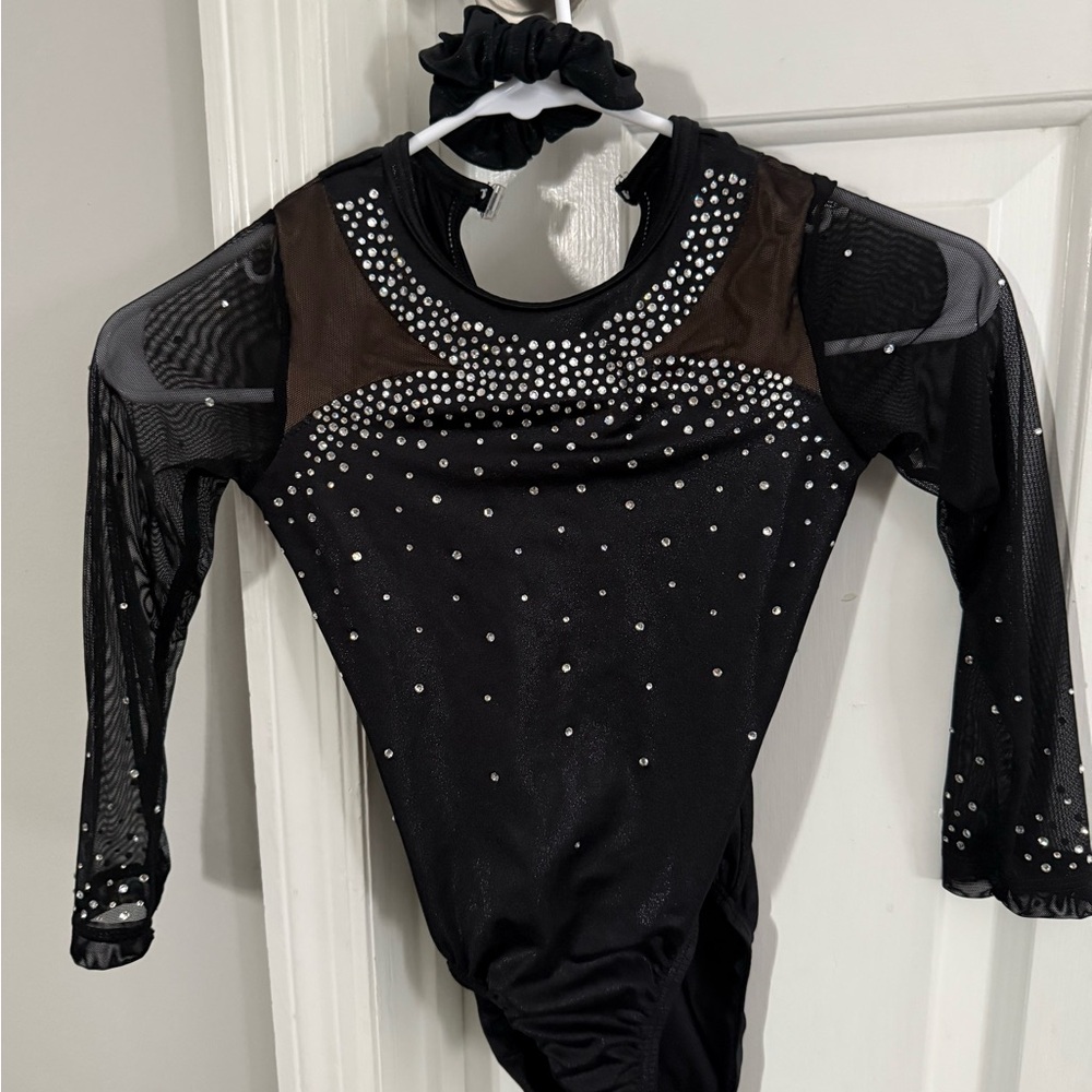 GK Black and Brown Leotard with Rhinestones